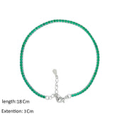 Asfour Crystal Tennis Bracelet With Emerald Zircon Stones In 925 Sterling Silver-BD0097-G